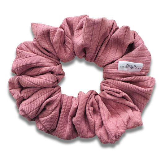 New Mauve Ribbed Scrunchie Sewing Sweethearts