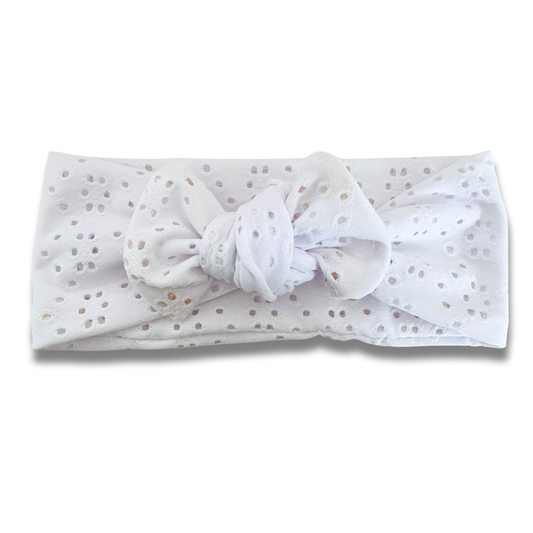 White Eyelet Sweetie Headband Sewing Sweethearts
