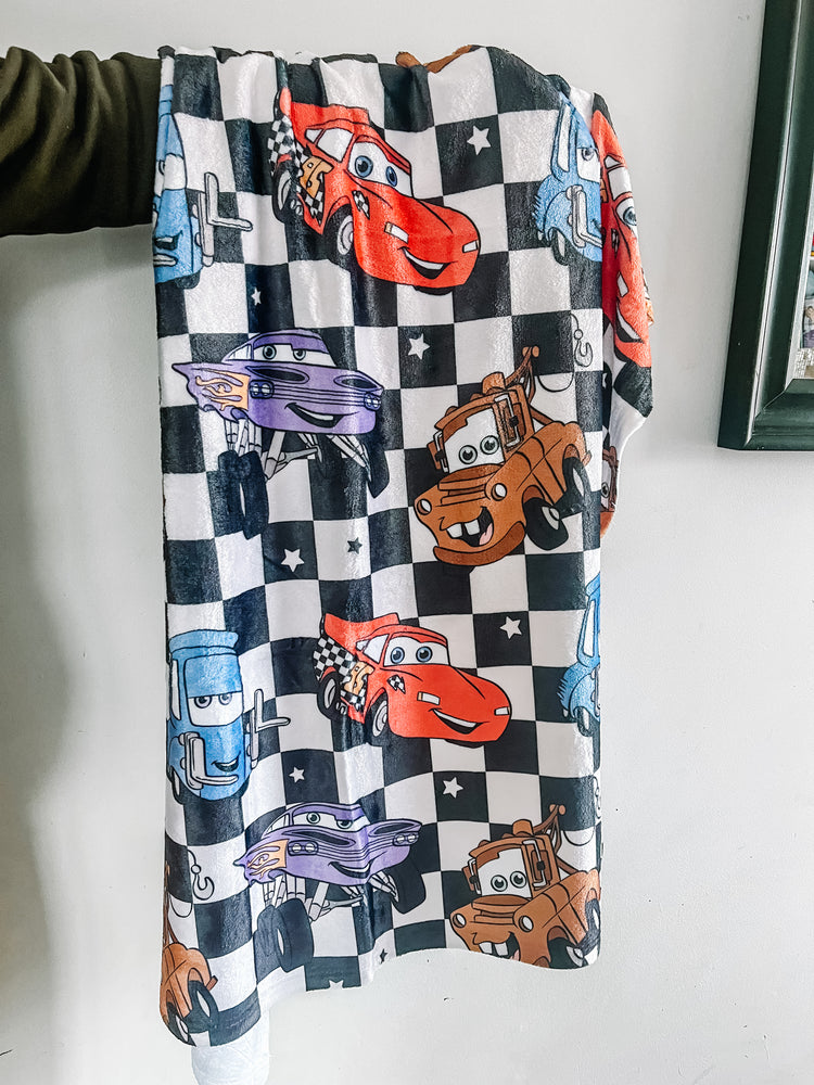 Fast Cars 2 Minky Blanket PREORDER (~4 weeks before shipping) Sewing Sweethearts