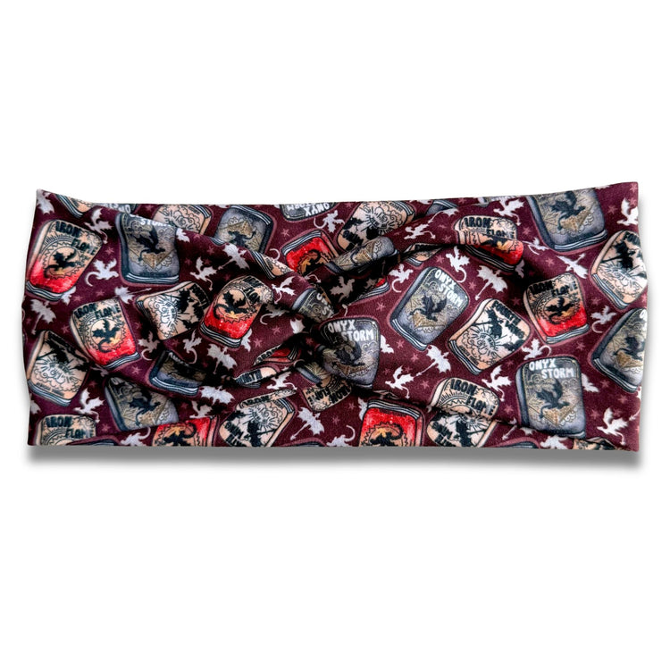 4th Wing on Burgundy Sweetheart Headband (or removable tie option) Sewing Sweethearts Sweetheart