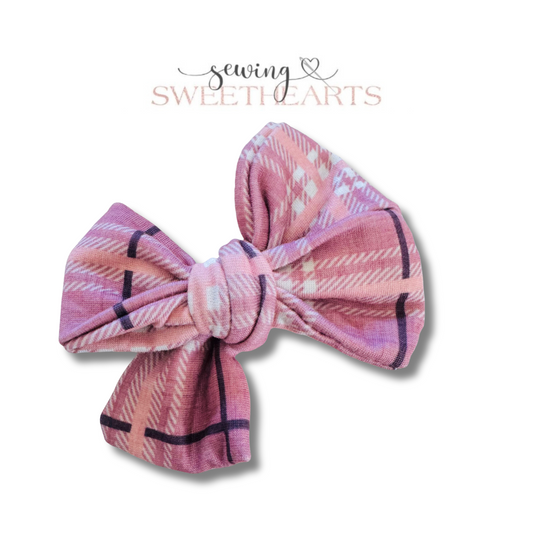Dusty Rose Plaid Bow Sewing Sweethearts