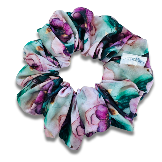 Amethyst Emerald Flowers Scrunchie Sewing Sweethearts