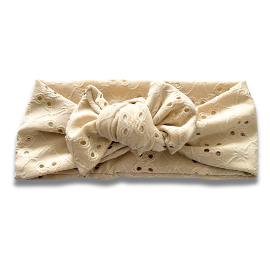 Beige Eyelet Sweetie Headband Sewing Sweethearts