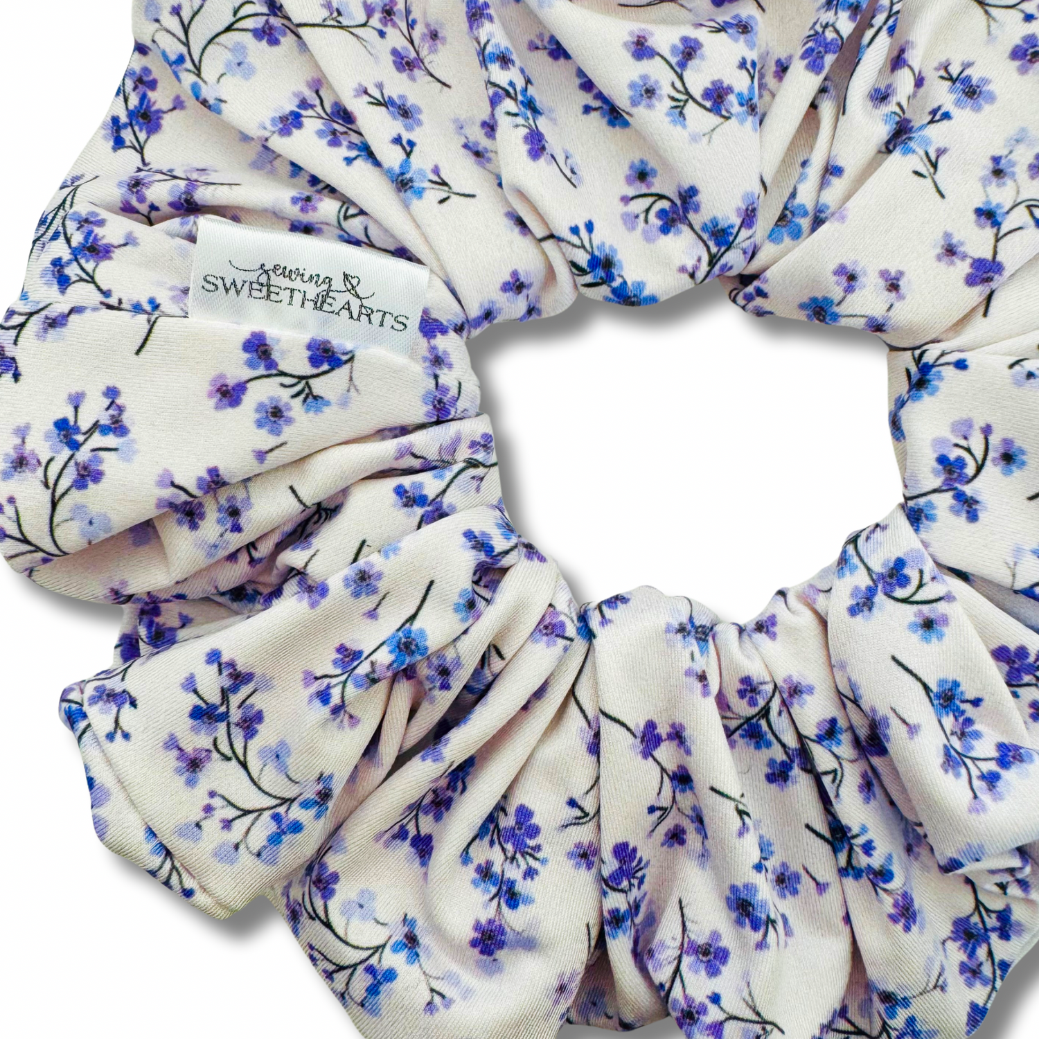 Mini Purple Flowers Scrunchie Sewing Sweethearts