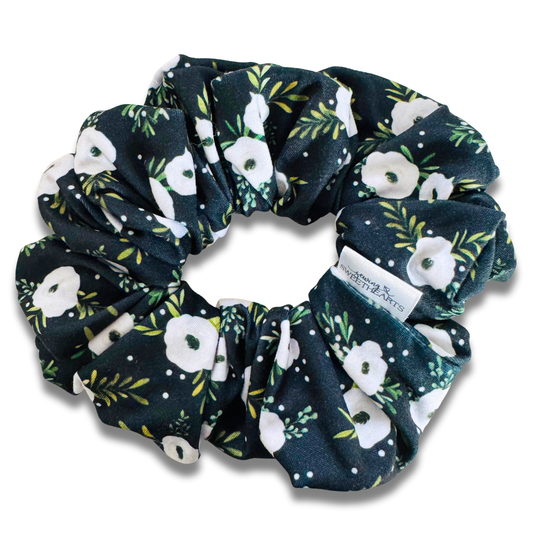 Snow-Kissed Flowers Scrunchie