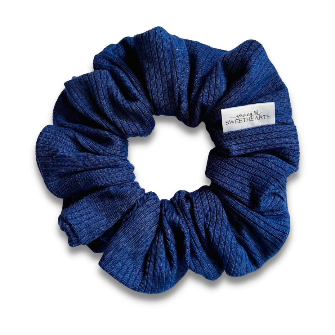 Midnight Blue Ribbed Scrunchie  Sewing Sweethearts   
