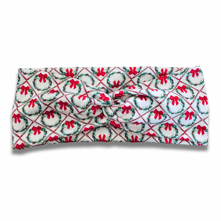 Oh Christmas Wreath Sweetheart Headband (or removable tie option)
