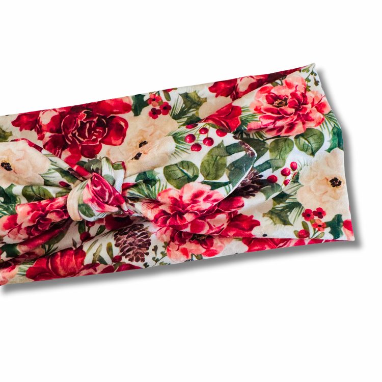 Christmas Peony Sweetheart Headband (or removable tie option)