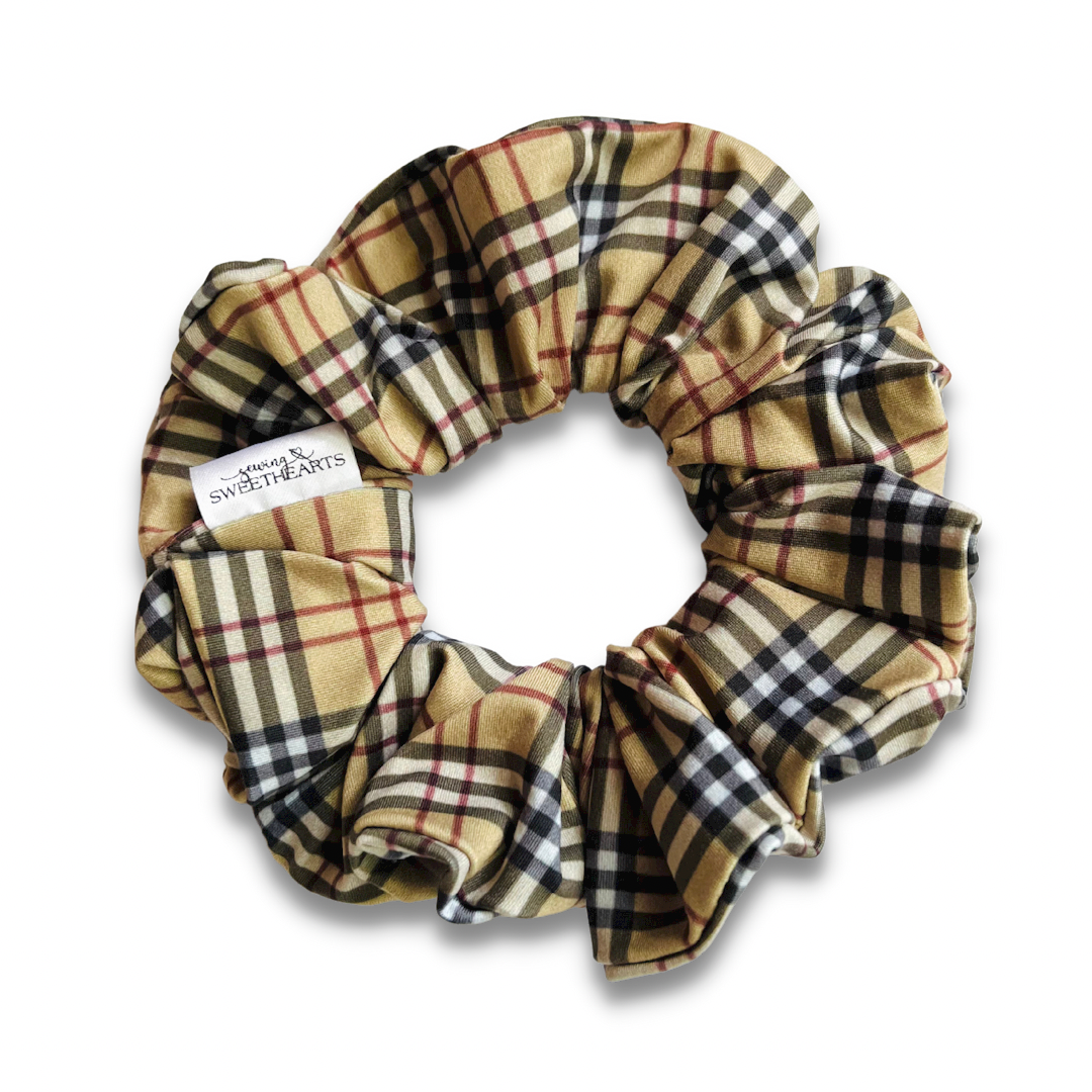 Tan Plaid Scrunchie  Sewing Sweethearts   
