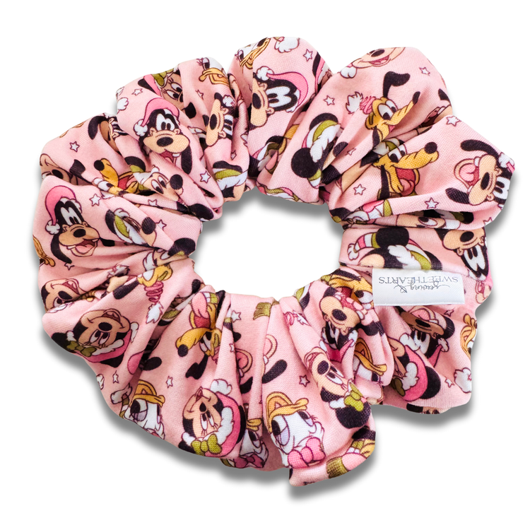 Pink Mouse Christmas Scrunchie