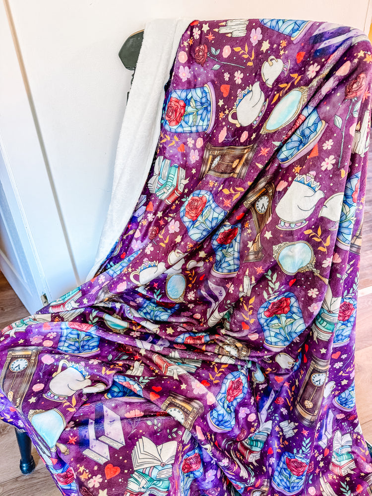 Princess Beauty Library Minky Blanket PREORDER (~4 weeks before shipping) Sewing Sweethearts