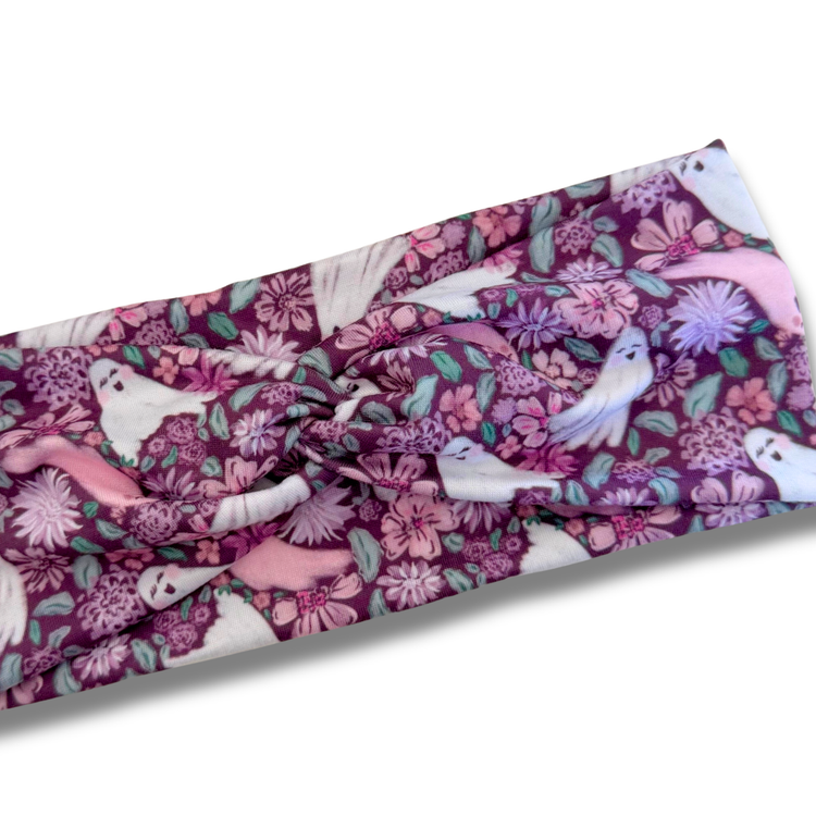 Floral Ghosts Sweetheart Headband (or removable tie option) Sewing Sweethearts