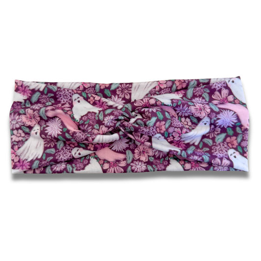 Floral Ghosts Sweetheart Headband (or removable tie option) Sewing Sweethearts Sweetheart