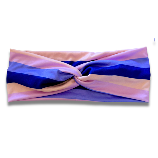 Peachy Violet Stripes Sweetheart Headband (or removable tie option) Sewing Sweethearts Sweetheart