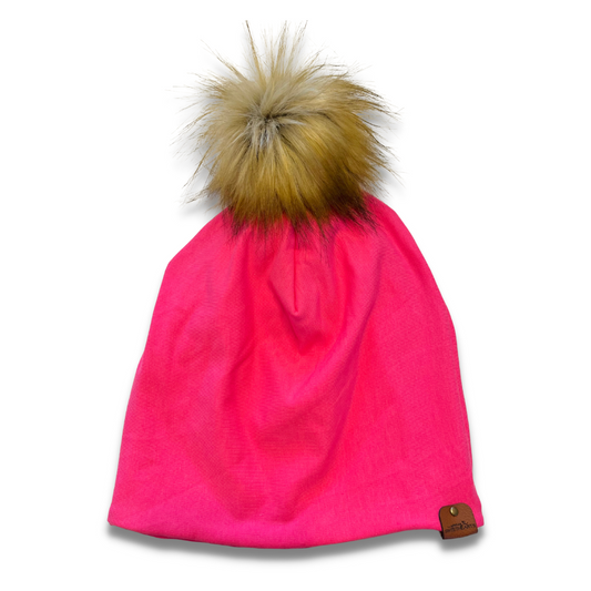 Bright Pink French Terry Slouchy Beanie  Sewing Sweethearts   