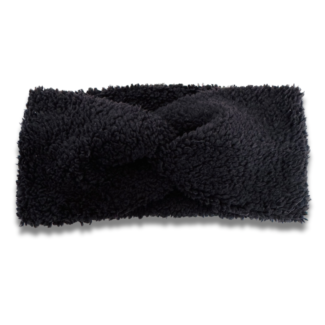 Black Sherpa Headband Sewing Sweethearts