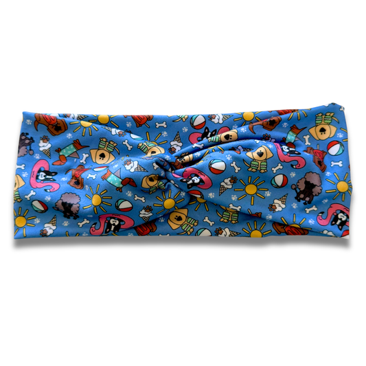 Summer Dogs Sweetheart Headband (or removable tie option) Sewing Sweethearts Sweetheart
