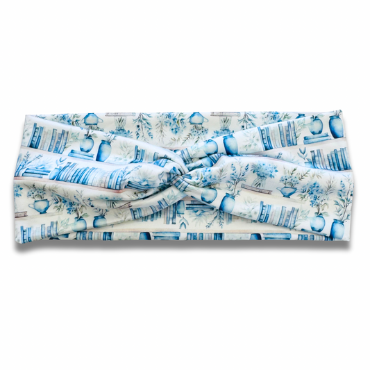 Blue Library Sweetheart Headband (or removable tie option) Sewing Sweethearts Sweetheart