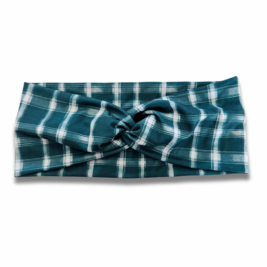 Dark Green Plaid Sweetheart Headband (or removable tie option) Sewing Sweethearts Sweetheart