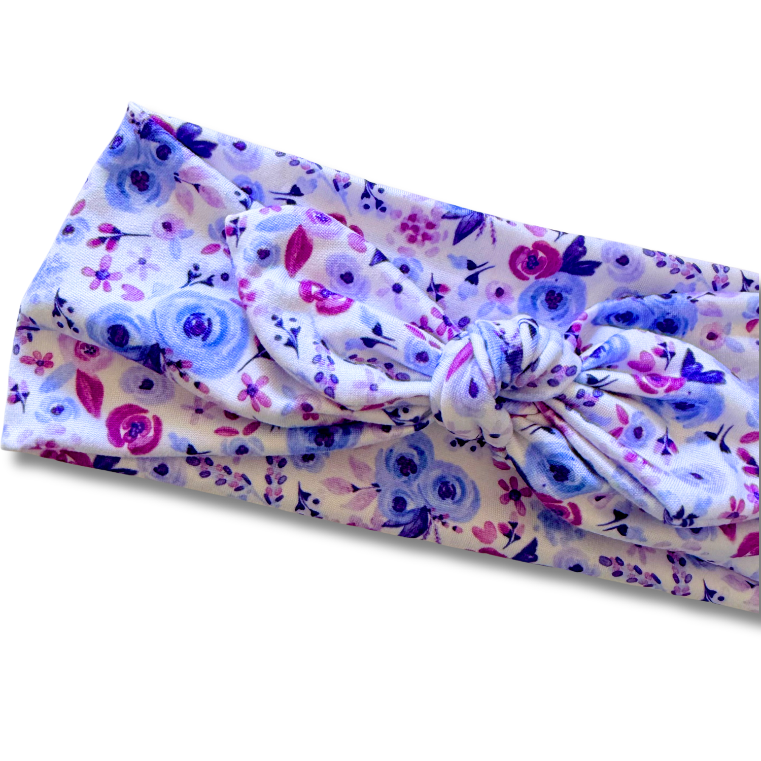 Violet Flowers Sweetheart Headband (or removable tie option) Sewing Sweethearts