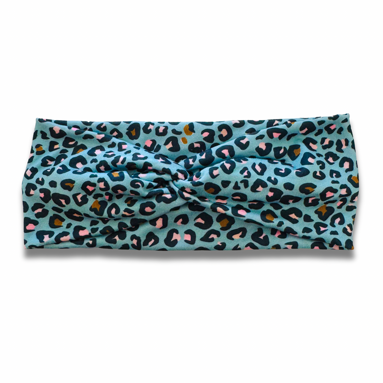 Sage Leopard Sweetheart Headband (or removable tie option) Sewing Sweethearts Sweetheart