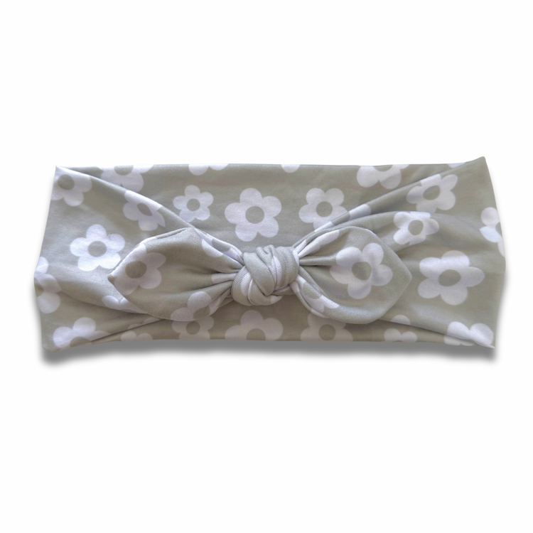 Sage Daisies Sweetheart Headband (or removable tie option) Sewing Sweethearts Sweetheart with Removable Tie