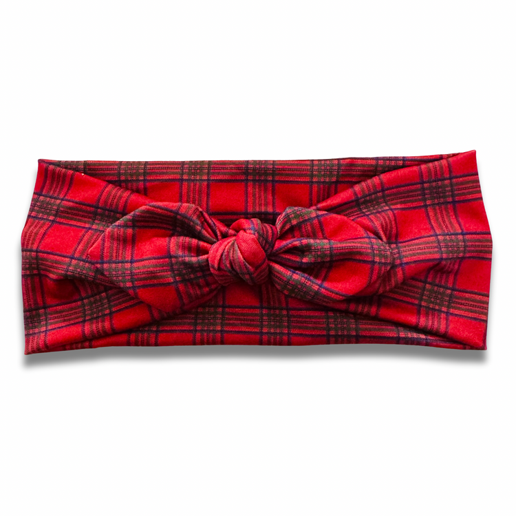 Red Plaid Sweetheart Headband (or removable tie option)