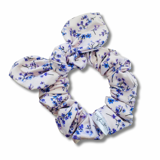 Mini Purple Flowers Bow Scrunchie Sewing Sweethearts