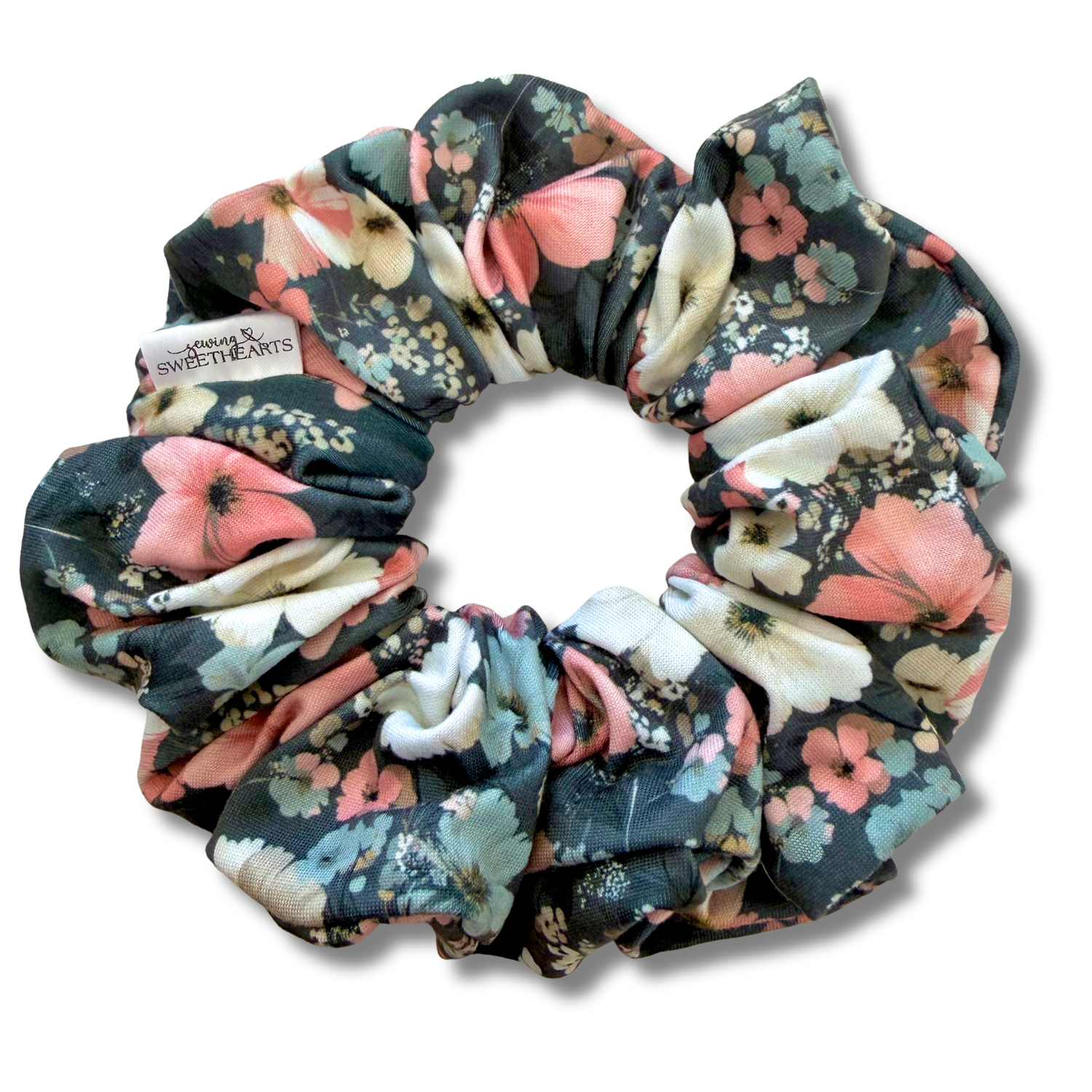 Blush Noir Blossoms Scrunchie Sewing Sweethearts
