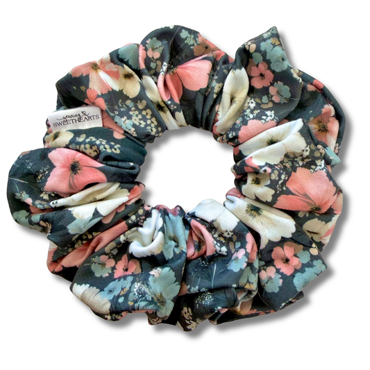 Blush Noir Blossoms Scrunchie Sewing Sweethearts