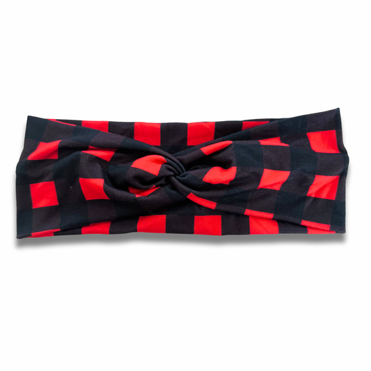 Buffalo Red Plaid Sweetheart Headband (or removable tie option) Sewing Sweethearts Sweetheart