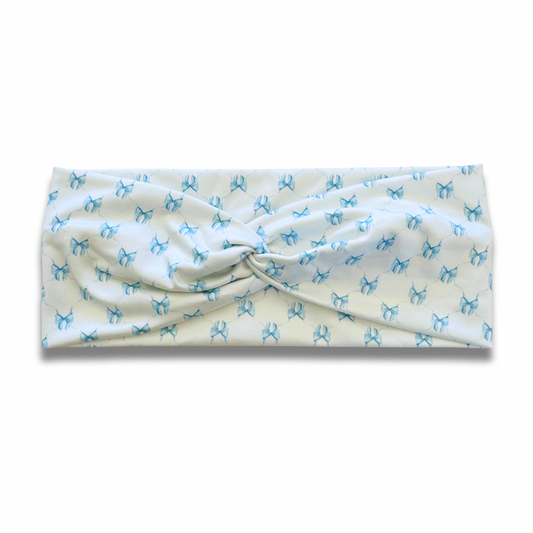 Blue Bows Sweetheart Headband (or removable tie option) Sewing Sweethearts Sweetheart