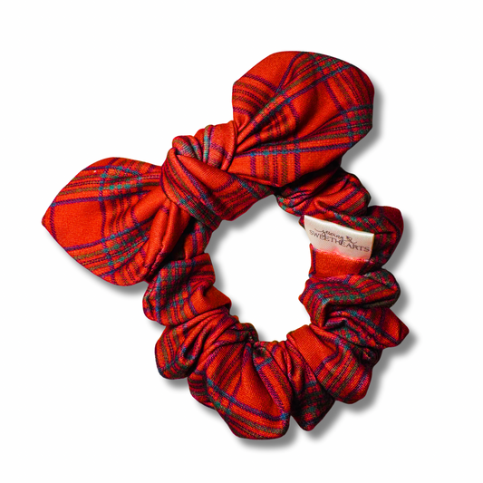 Red Plaid Bow Scrunchie