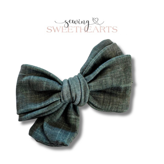 Dark Olive Linen Style Bow Sewing Sweethearts