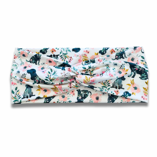 Floral Pups Sweetheart Headband (or removable tie option) Sewing Sweethearts Sweetheart