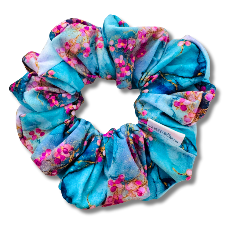 Blushing Aqua Blooms Scrunchie Sewing Sweethearts