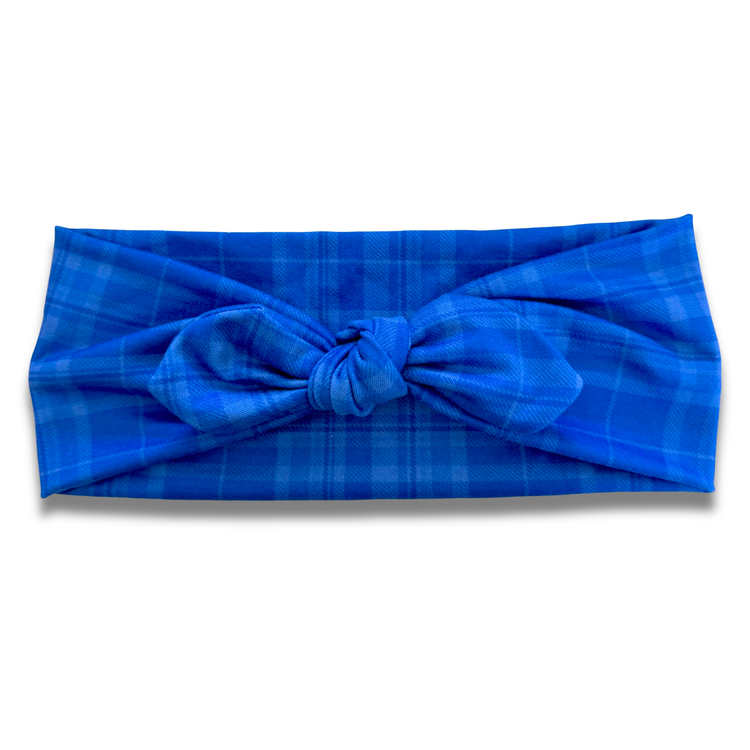 Blue Plaid Sweetheart Headband (or removable tie option) Sewing Sweethearts Sweetheart with Removable Tie