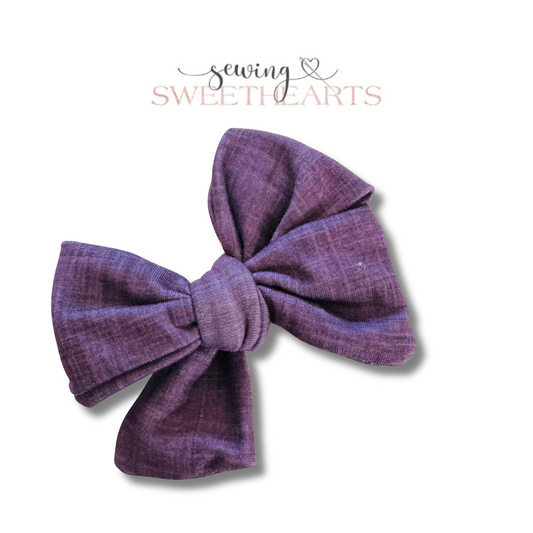 Plum Linen Style Bow Sewing Sweethearts