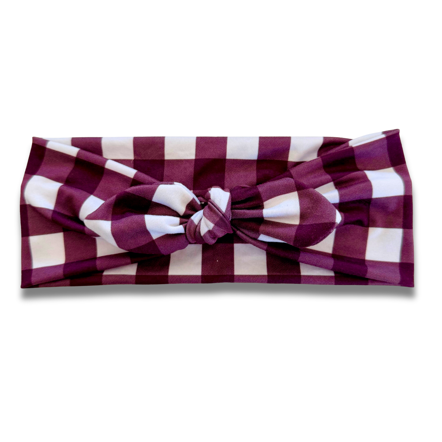 Maroon Plaid Sweetheart Headband (or removable tie option) Sewing Sweethearts Sweetheart with Removable Tie