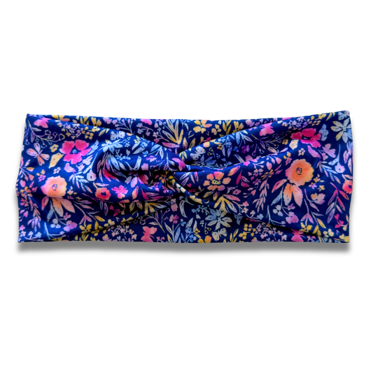 Pink & Navy Meadow Sweetheart Headband (or removable tie option) Sewing Sweethearts Sweetheart