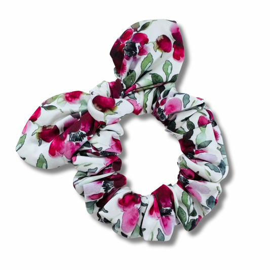 Merlot Flowers Bow Scrunchie Sewing Sweethearts
