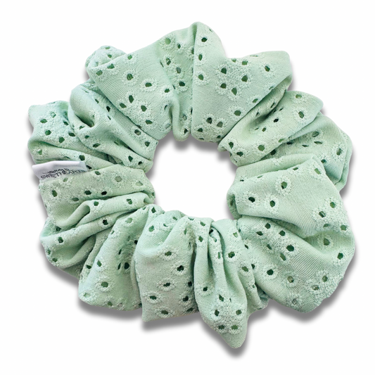 Minty Sage Eyelet Scrunchie Sewing Sweethearts