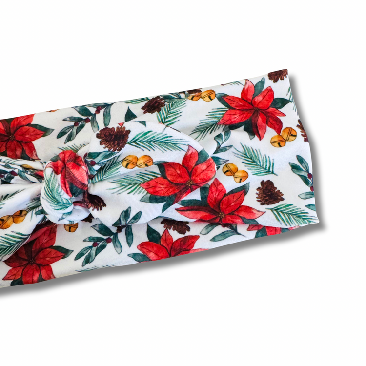 Poinsettias Sweetheart Headband (or removable tie option)