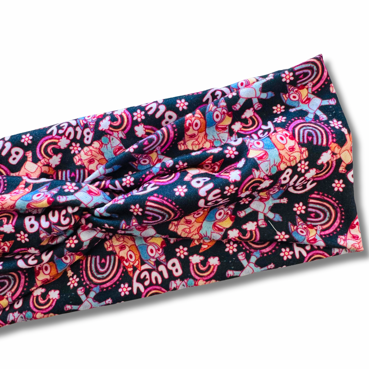 Blue Dog Rainbows Sweetheart Headband (or removable tie option) Sewing Sweethearts