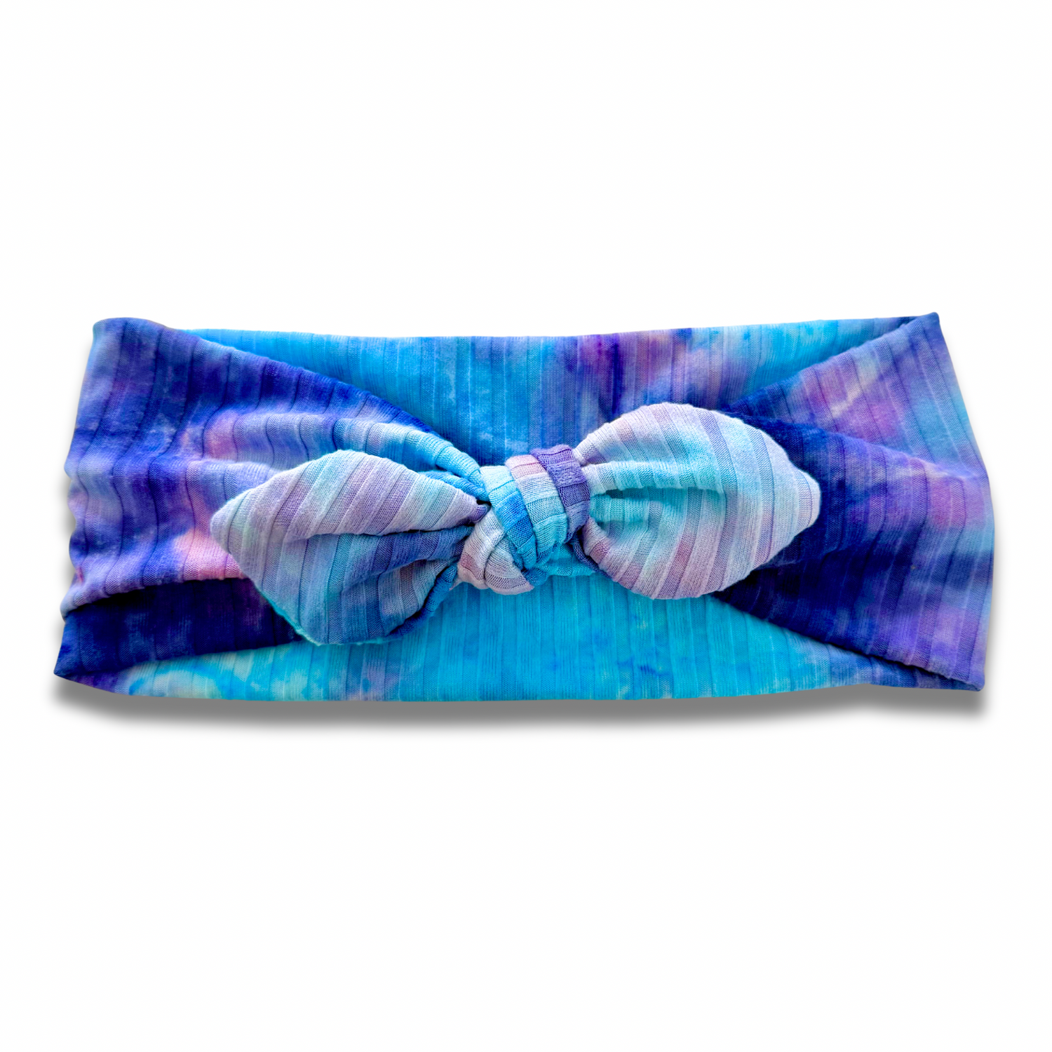 Violet Blue Tie Dye Ribbed Sweetheart Headband (or removable tie option) Sewing Sweethearts Sweetheart with Removable Tie