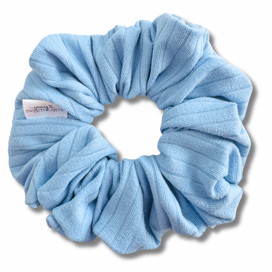 Light Blue Ribbed Scrunchie Sewing Sweethearts