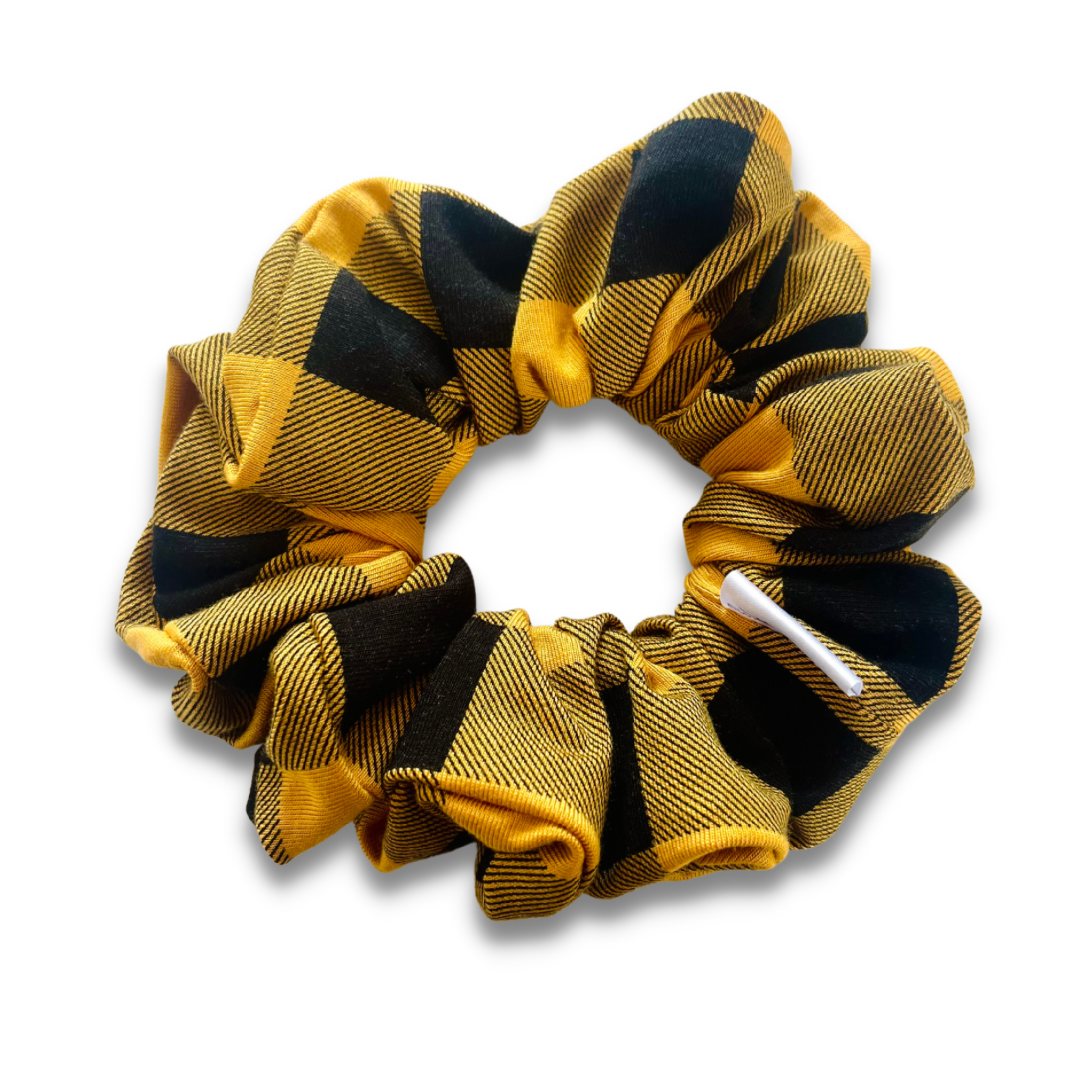 Mustard Buffalo Plaid Scrunchie  Sewing Sweethearts   