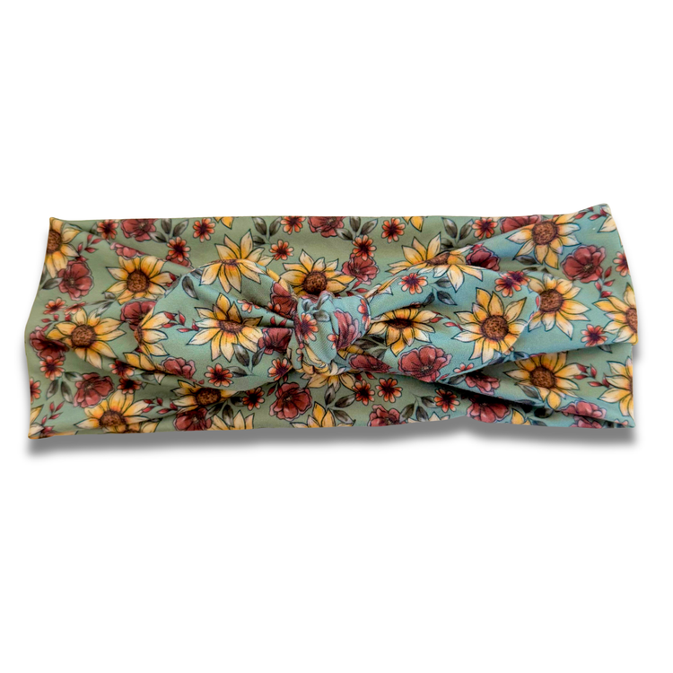 Sunflower Harvest Sweetheart Headband (or removable tie option) Sewing Sweethearts Sweetheart with Removable Tie