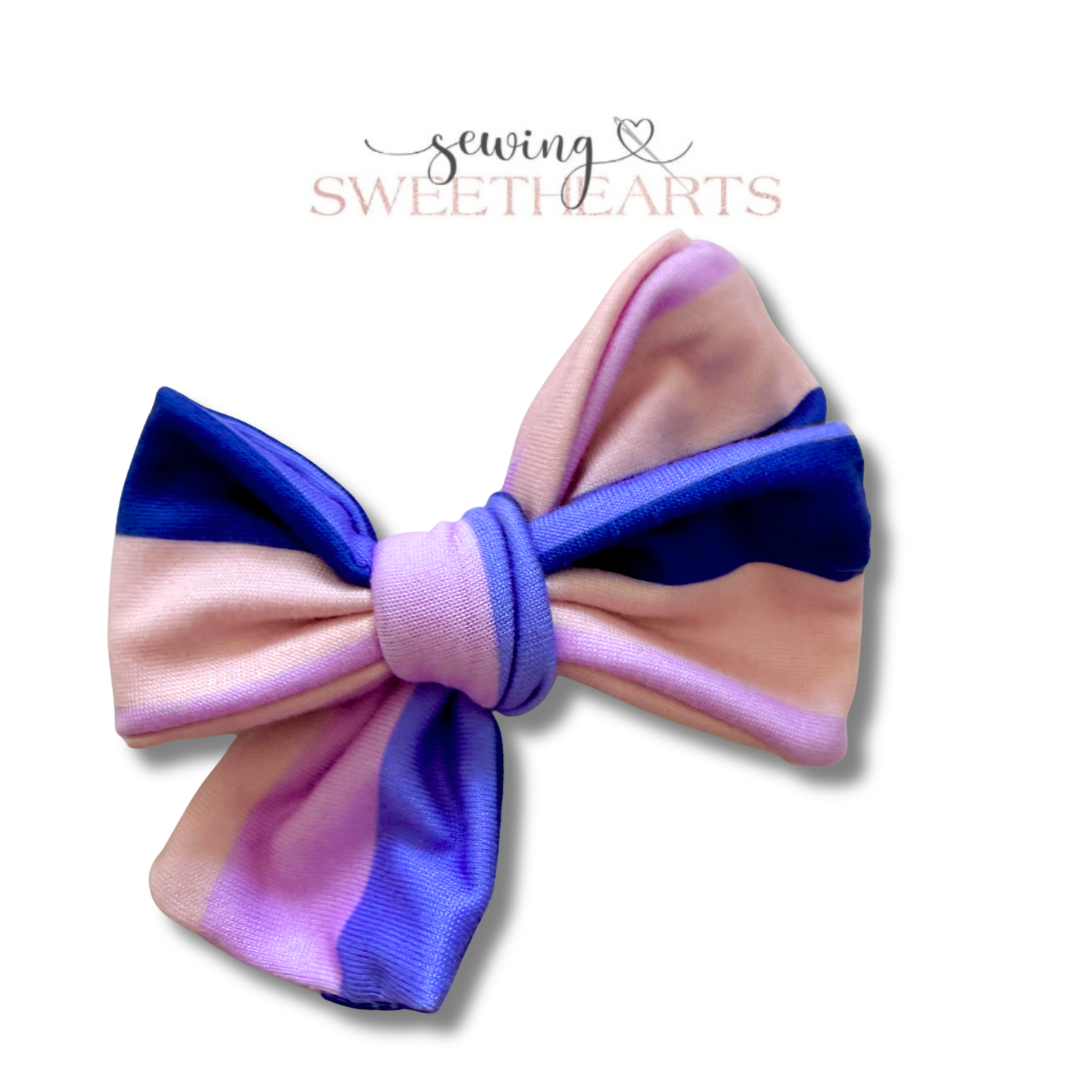 Peachy Violet Stripes Bow Sewing Sweethearts
