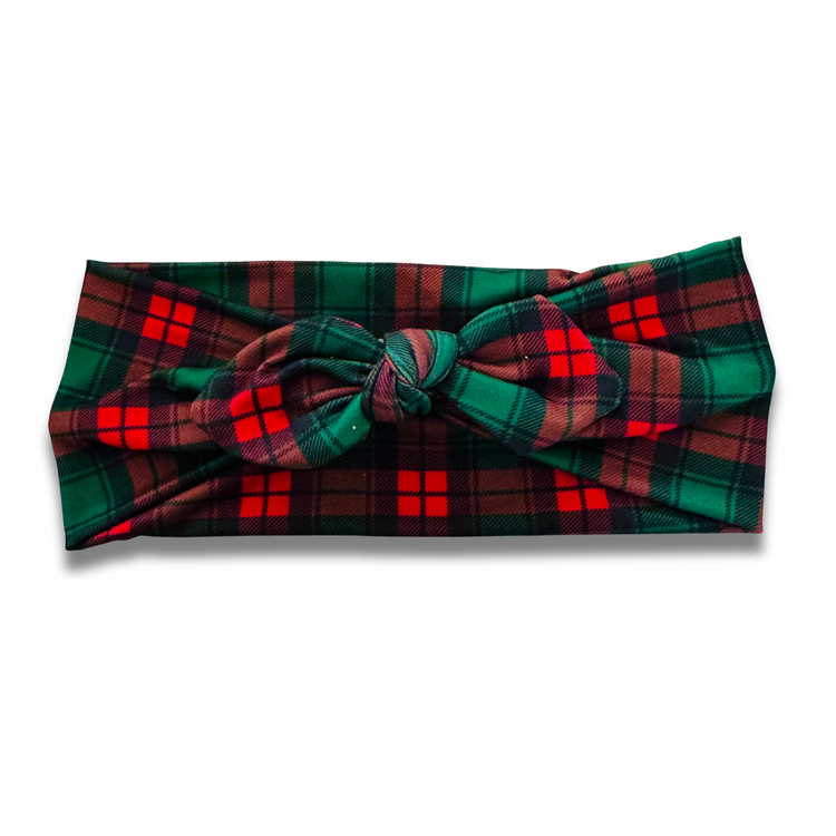 Christmas Plaid Sweetheart Headband (or removable tie option)